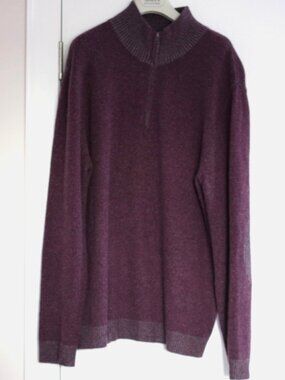 Christopher Fisher Cashmere Burgundy Mock Neck Zip Up Men Size:2XL